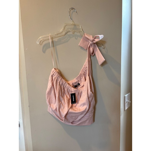Express Tops - Express Womens One Shoulder Tie Strap Blouson Top Light Pink Small NEW